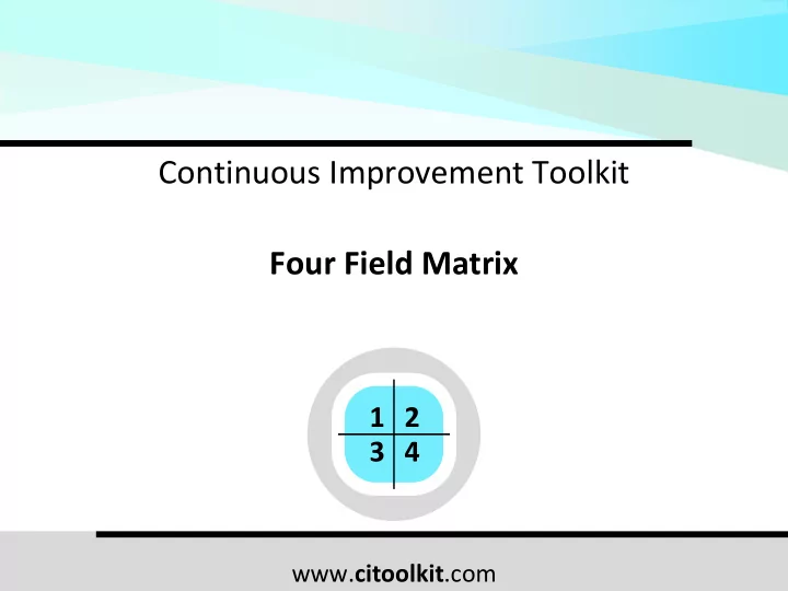 continuous improvement toolkit