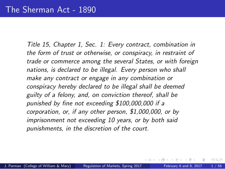 the sherman act 1890