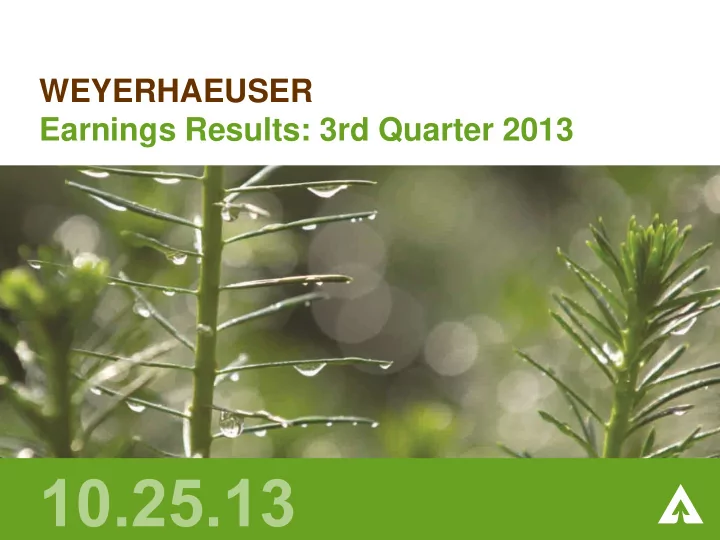 earnings results 3rd quarter 2013