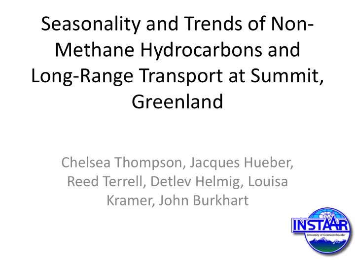 seasonality and trends of non methane hydrocarbons and