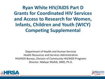 Ryan White HIV/AIDS Part D  Grants for Coordinated HIV Services  and Access to Research for Women,