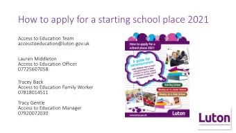 How to apply for a starting school place 2021  Access to Education Team
