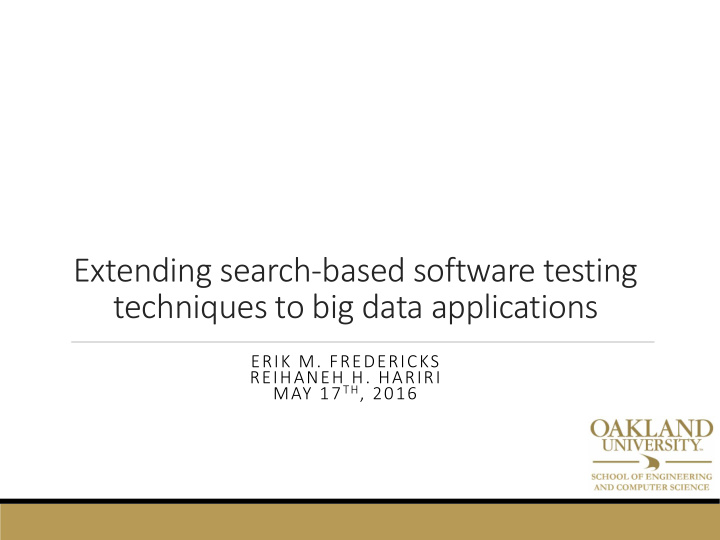 extending search based software testing