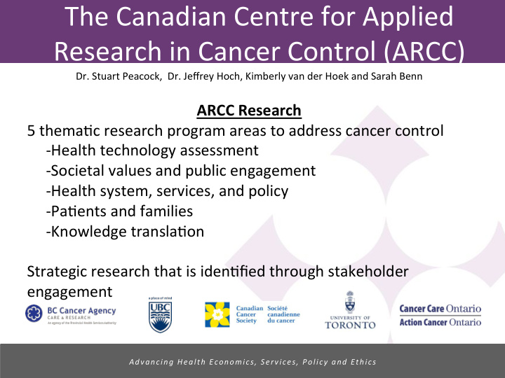 the canadian centre for applied research in cancer