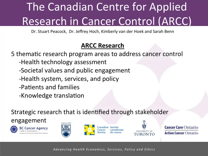 the canadian centre for applied research in cancer