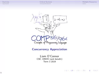Concurrency Appreciation  Liam OConnor  CSE, UNSW (and data61)  Term 3 2019  1  Overview