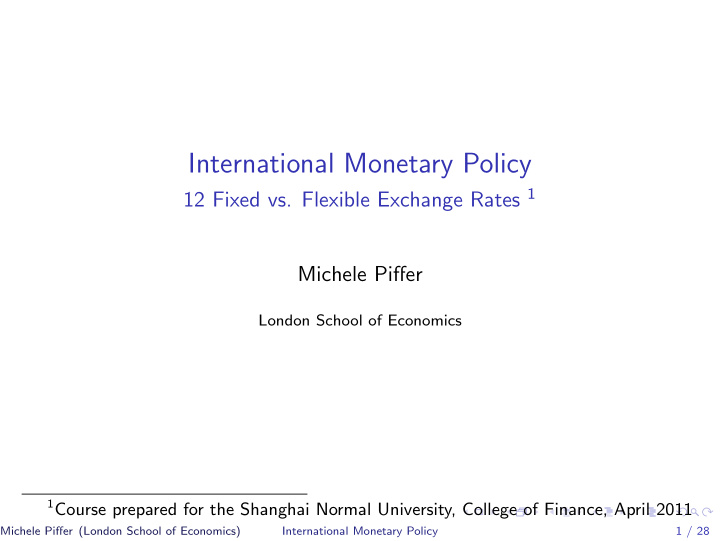 international monetary policy