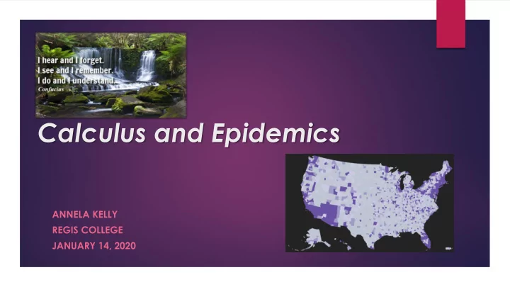 calculus and epidemics
