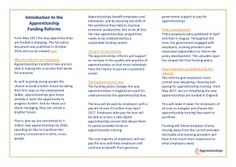 Introduction to the  individuals, and by boosting the skills of  apprenticeships.  Apprenticeship