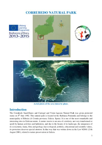 C  CORRU  UBEDO  O NAT  TURAL  L PARK  RK  Aer  ial photo o  of the area t  taken by pl  lane.