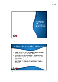 assistance for apprentices and trainees