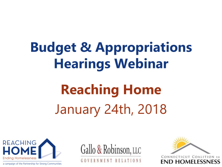 budget appropriations hearings webinar reaching home