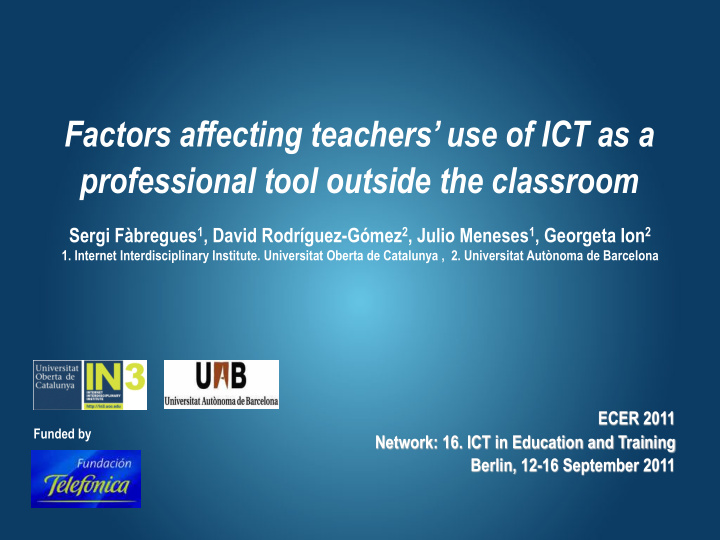factors affecting teachers use of ict as a professional