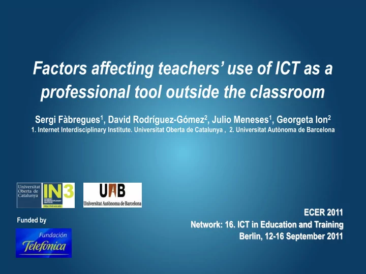 factors affecting teachers use of ict as a professional