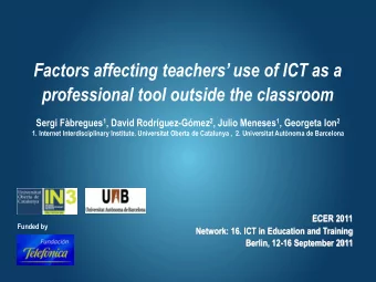 Factors affecting teachers use of ICT as a  professional tool outside the classroom Sergi