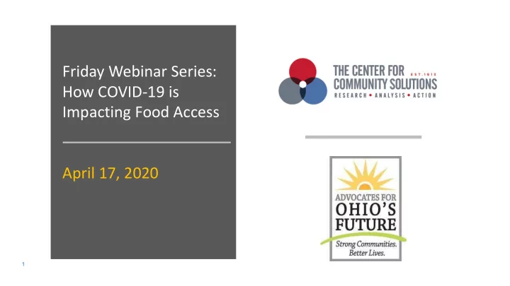 friday webinar series how covid 19 is impacting food
