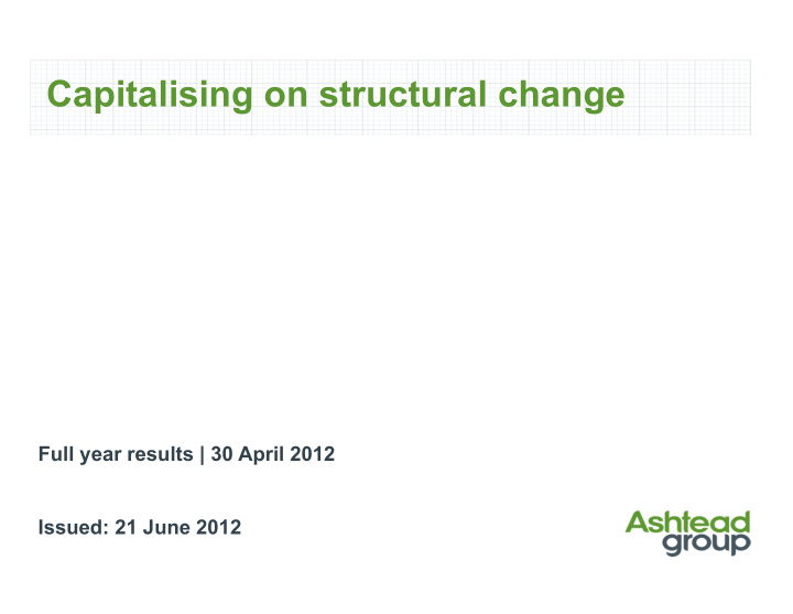 capitalising on structural change