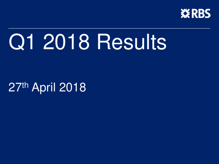 q1 2018 results
