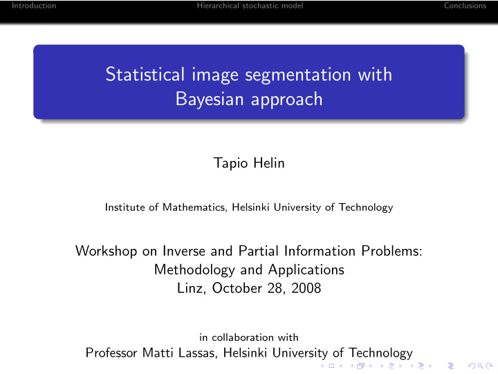 statistical image segmentation with bayesian approach
