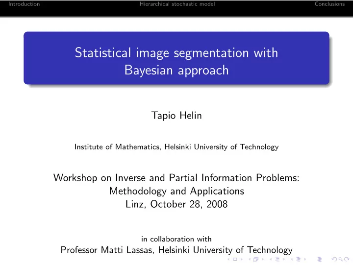 statistical image segmentation with bayesian approach