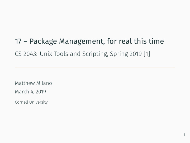 17 package management for real this time