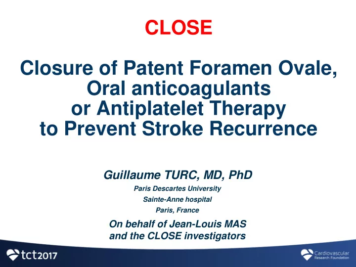 close closure of patent foramen ovale