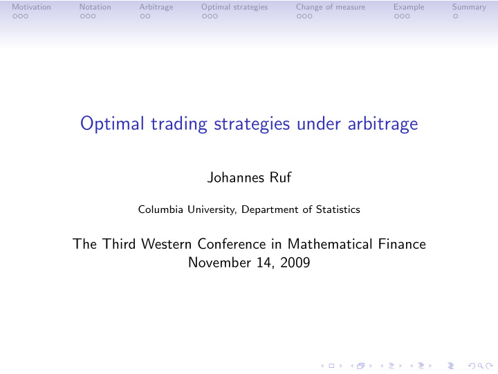 optimal trading strategies under arbitrage