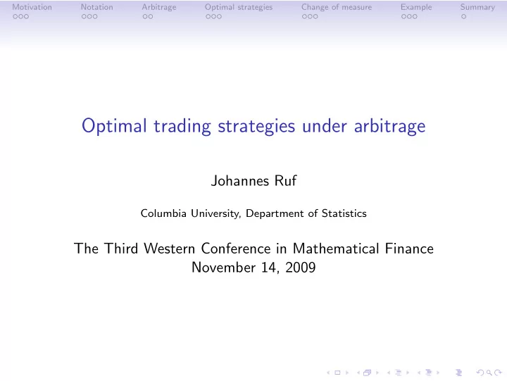 optimal trading strategies under arbitrage