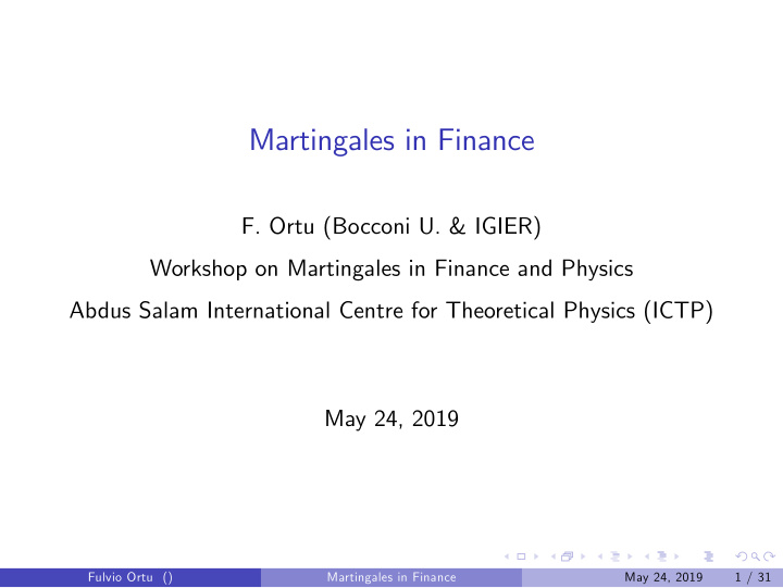 martingales in finance