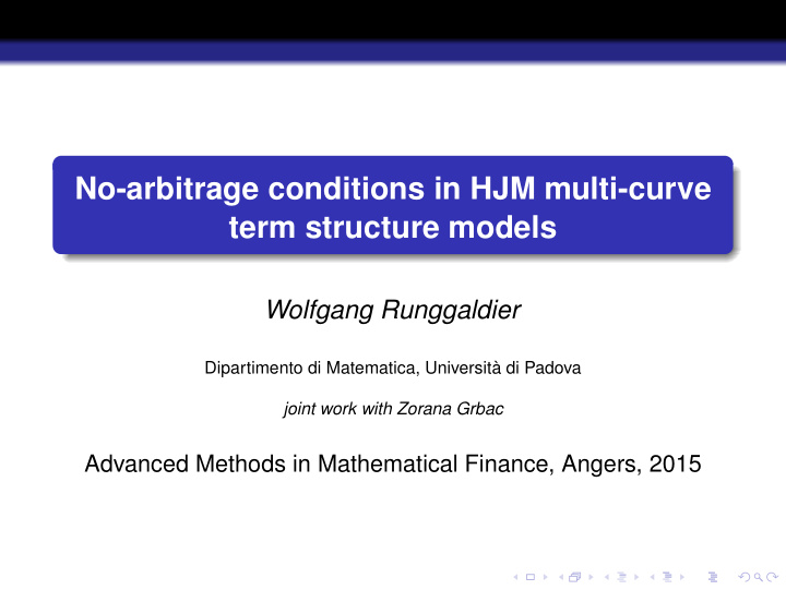 no arbitrage conditions in hjm multi curve term structure