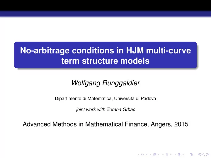 no arbitrage conditions in hjm multi curve term structure