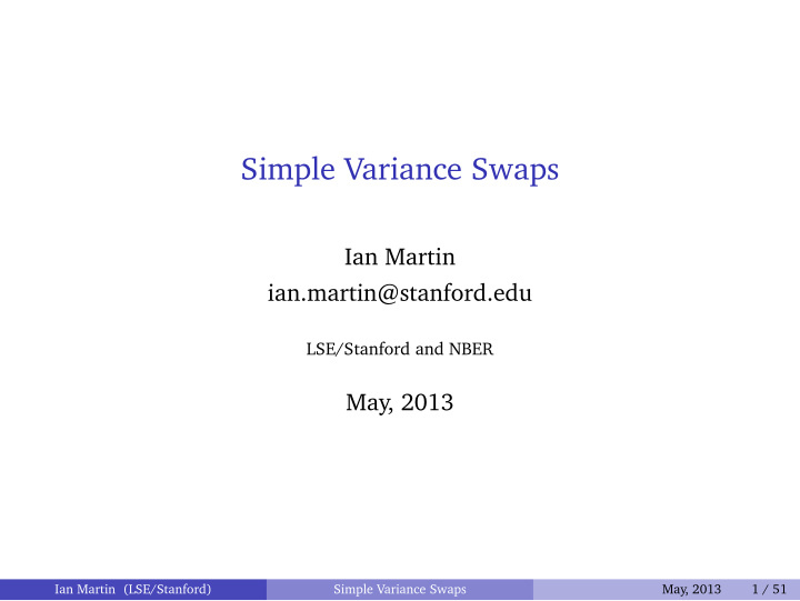 simple variance swaps
