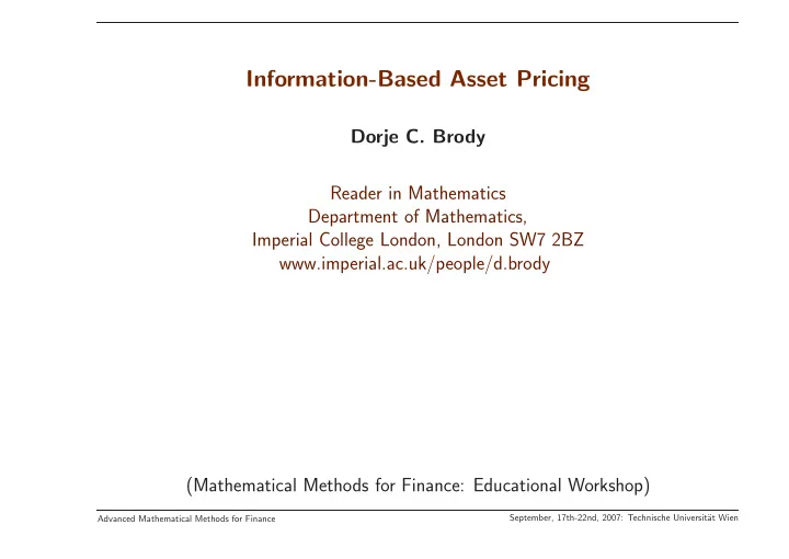information based asset pricing