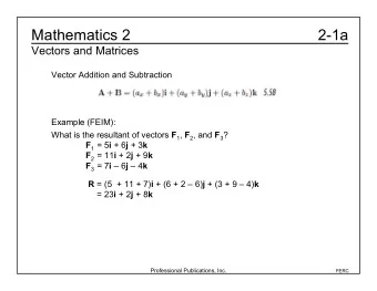 Mathematics 2  2-1a  Vectors and Matrices  Vector Addition and Subtraction  Example (FEIM): What is