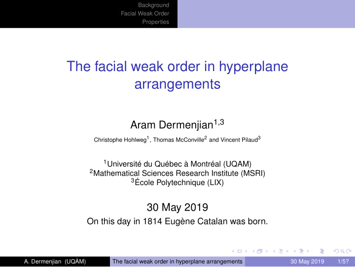 the facial weak order in hyperplane arrangements