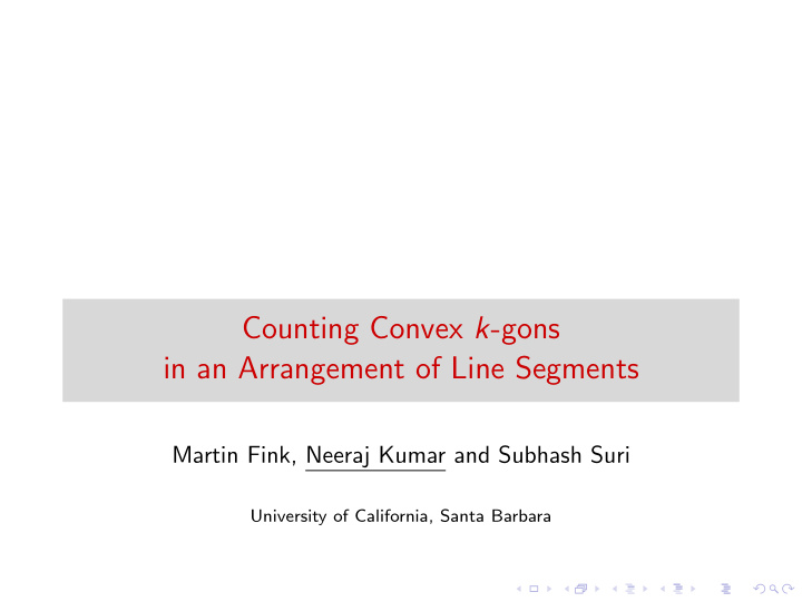 counting convex k gons in an arrangement of line segments