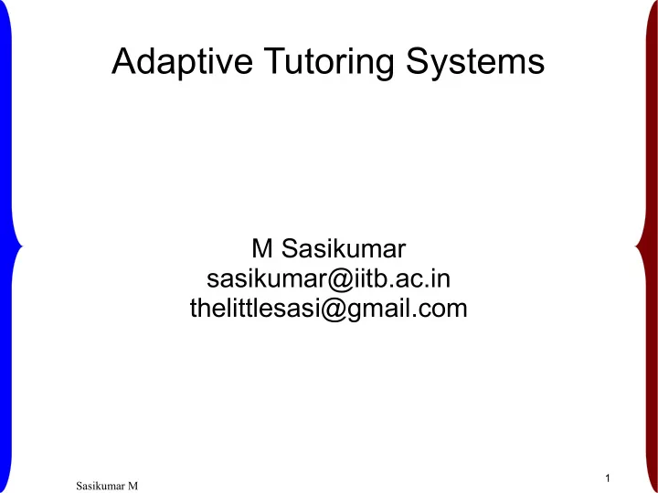 adaptive tutoring systems