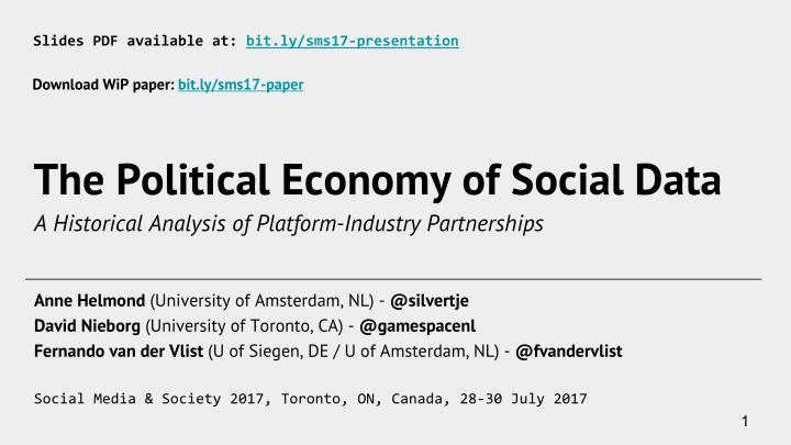 the political economy of social data