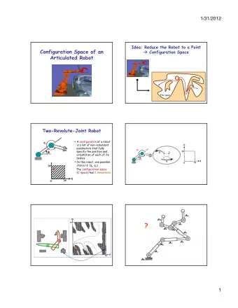 ?  1  1/31/2012  Every robot maps to a point in  Every robot maps to a point in  its configuration