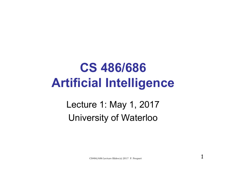 cs 486 686 artificial intelligence