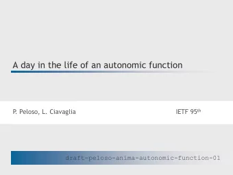 A day in the life of an autonomic function  P  . Peloso, L. Ciavaglia IETF 95 th