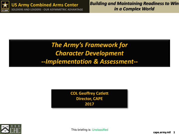 the army s framework for character development