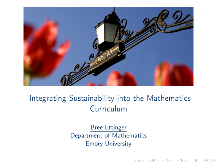 integrating sustainability into the mathematics curriculum