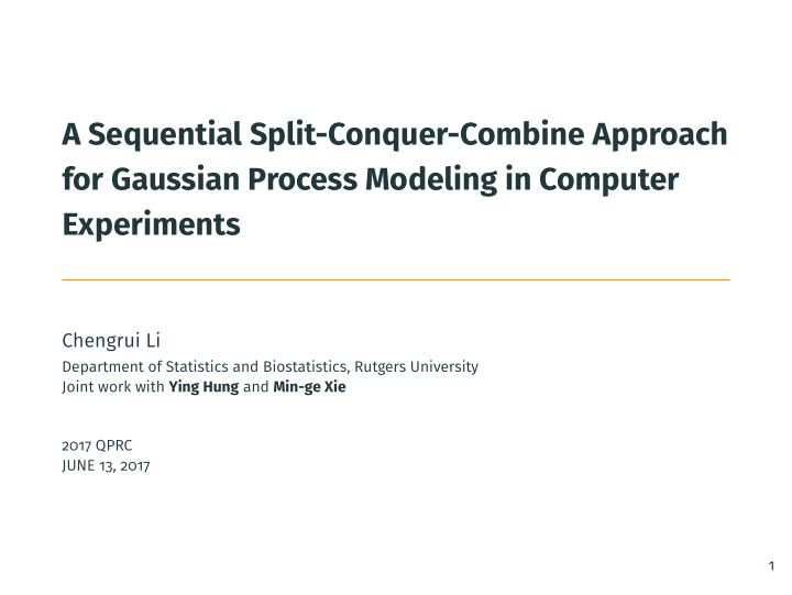 a sequential split conquer combine approach for gaussian