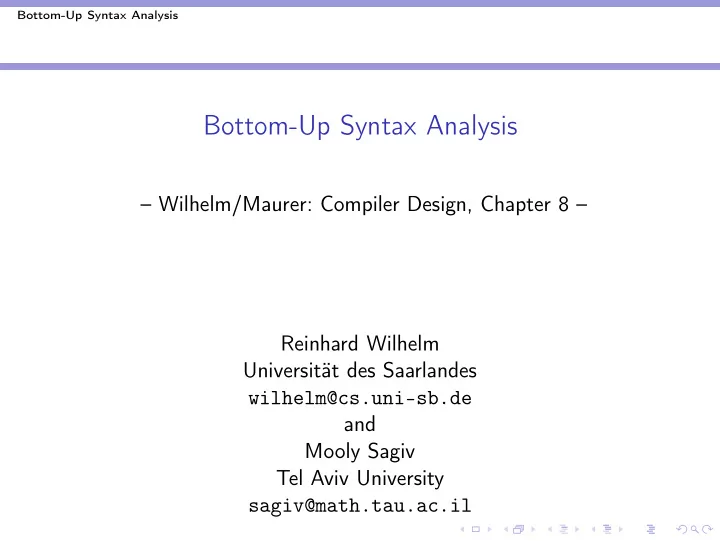 bottom up syntax analysis