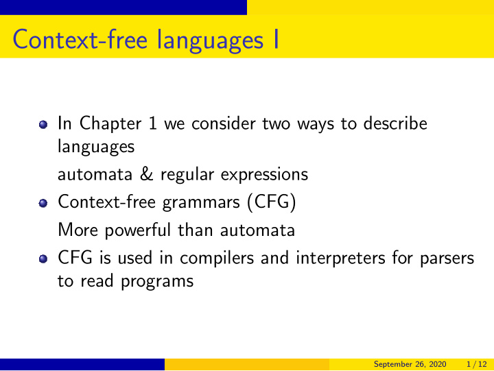 context free languages i