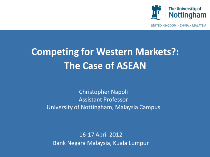 competing for western markets the case of asean