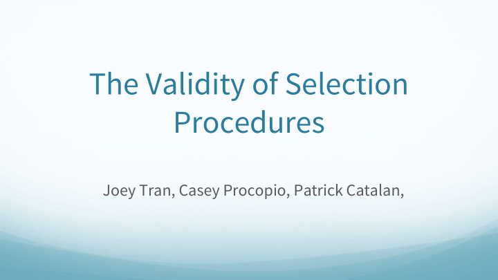 the validity of selection procedures