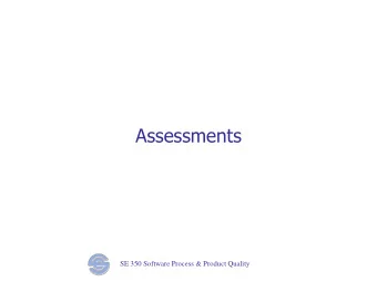 Assessments SE 350 Software Process &amp; Product Quality  Topics  Assessment Objectives