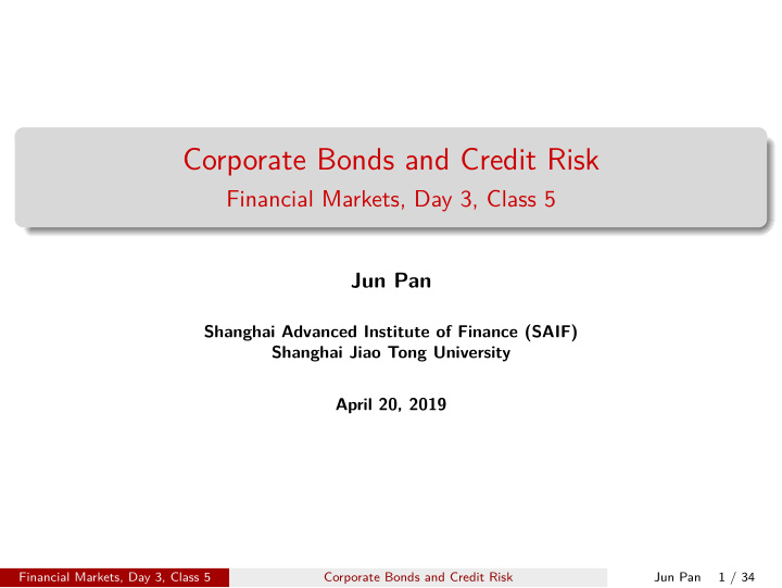 corporate bonds and credit risk